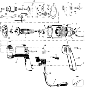 Part Location Diagram of 449899-05 DeWALT RING,BRUSH